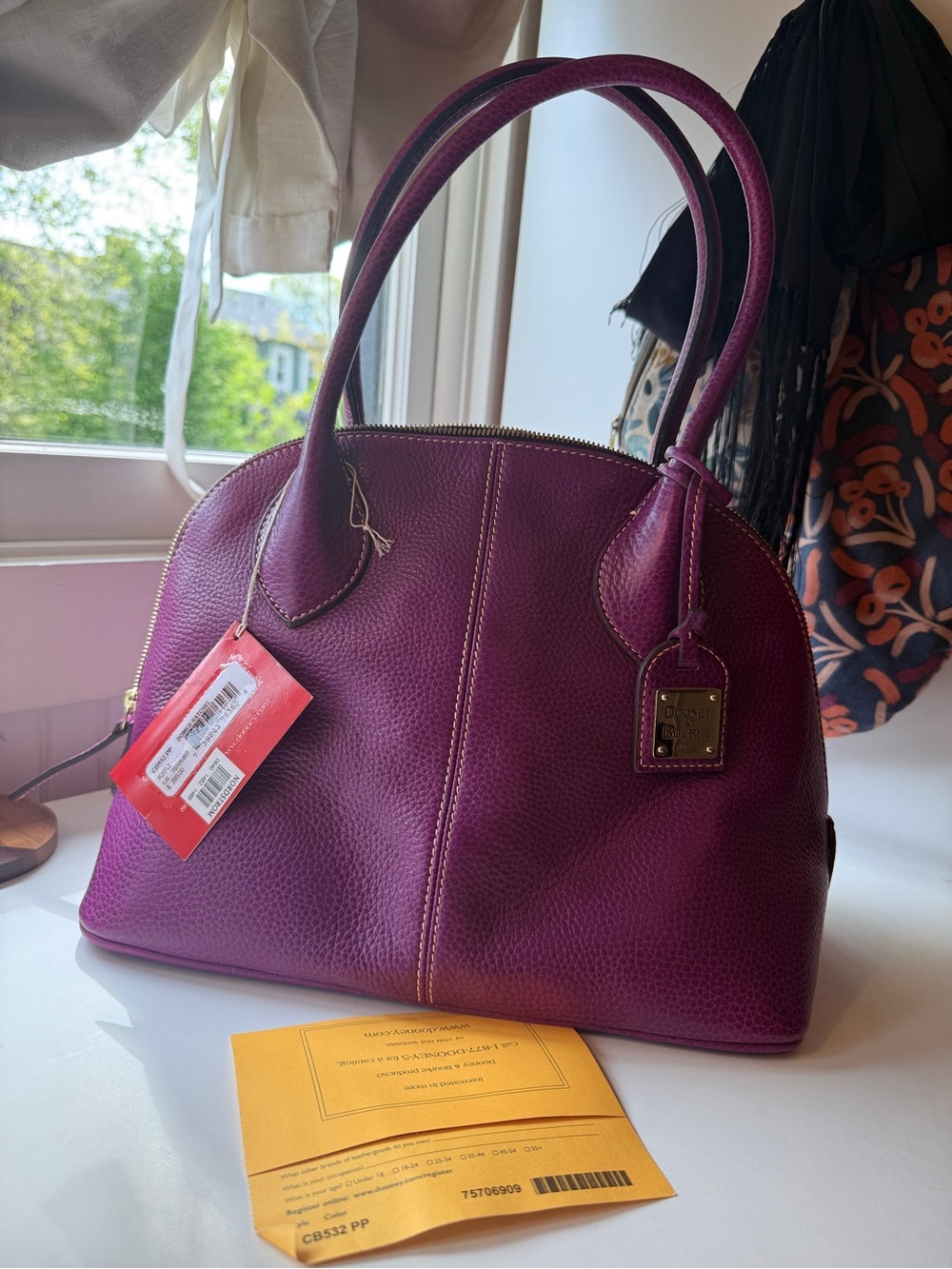 Dooney & Bourke Plum Pebble Leather Dome Satchel